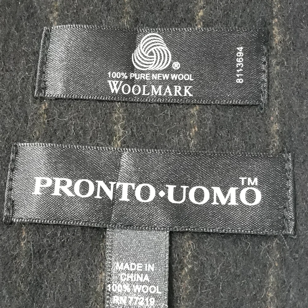 Pronto Uomo 100% Pure New Wool Black Pinstripe Scarf 64